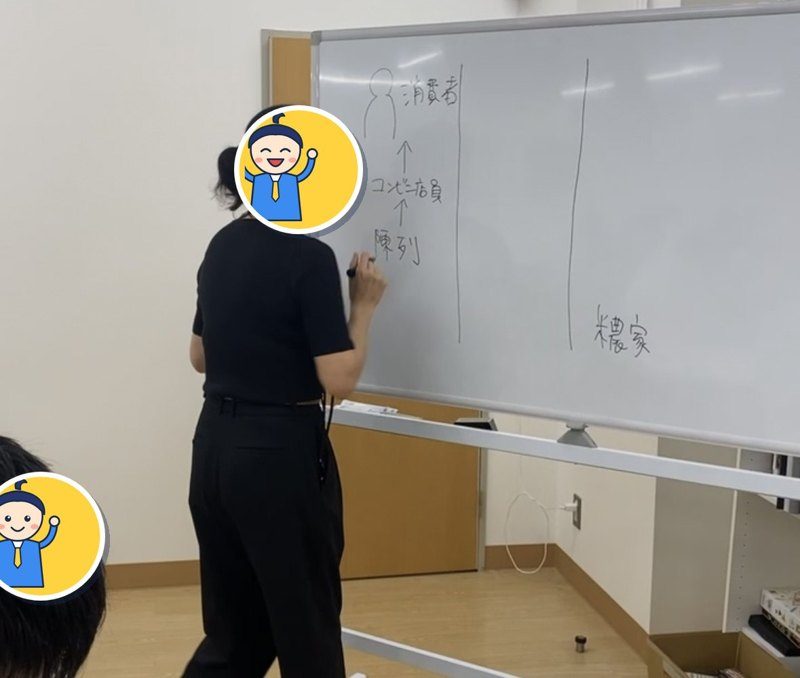 キャリア講師がホワイトボードに説明を書いている様子